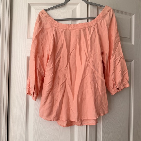 Maeve by Anthropologie Alanis off-shoulder button-front top peach - Picture 4 of 4